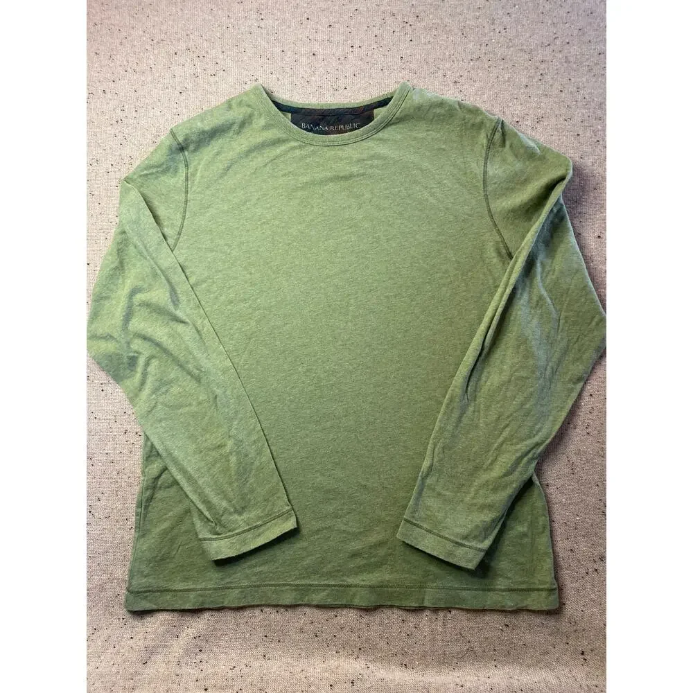 Banana Republic Soft Brushed Cotton Long Sleeve Tshirt Large Green